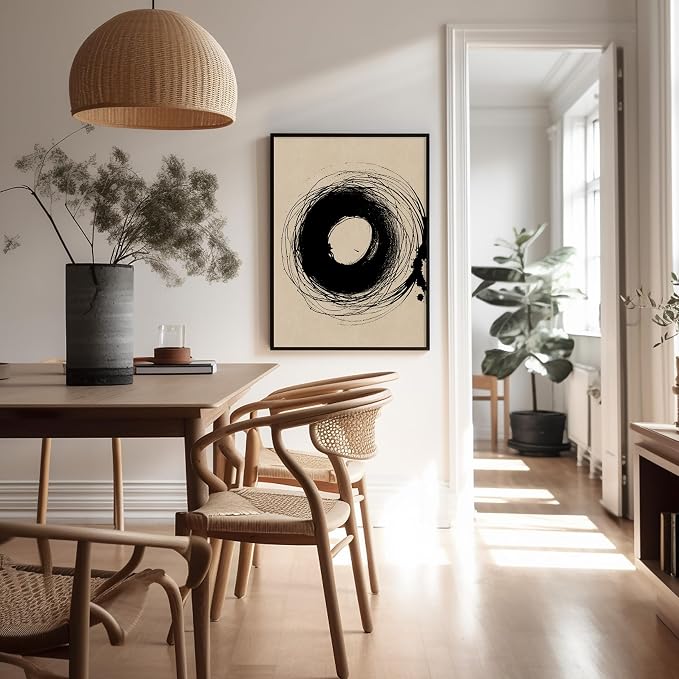 Poster Master Handmade Circle Drawing Poster - Ink Brush Print - Drawing & Sketch Art - Abstract & Minimal Art - Great Bedroom or Living Room Wall Decor - 8x10 UNFRAMED Wall Art