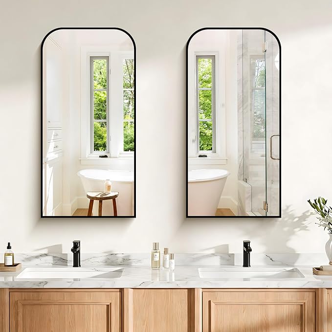 Bathroom Mirror, 18x36 inch Black Rectangle Wall Mounted Mirror with Thin Frame, Bathroom Vanity Mirrors for Over Sink, Entryway, Living Room, Bedroom
