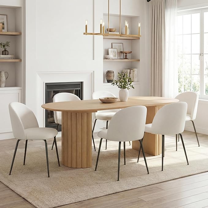 Casaphoria Dining Chairs Set of 2, Modern White and Black Upholstered Accent Chairs with Metal Legs, Ergonomic Comfy Vanity Chair for Kitchen, Living Room, and Bedroom