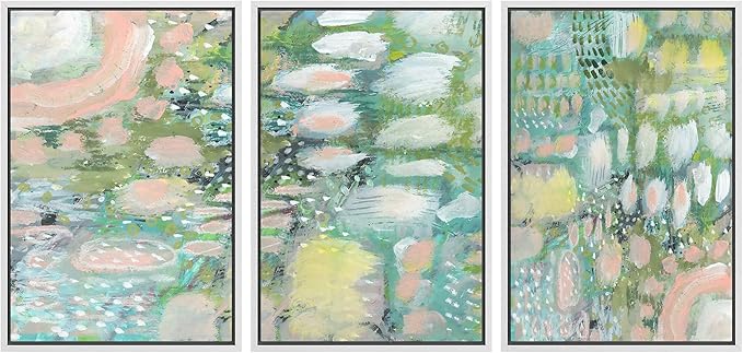 MUDECOR Framed Wall Art Print Set Vibrant Textured Abstract Multi-Colored Illustrations Modern Art Boho Decorative Colorful Chic for Living Room, Bedroom, Office - 16"x24"x3 White