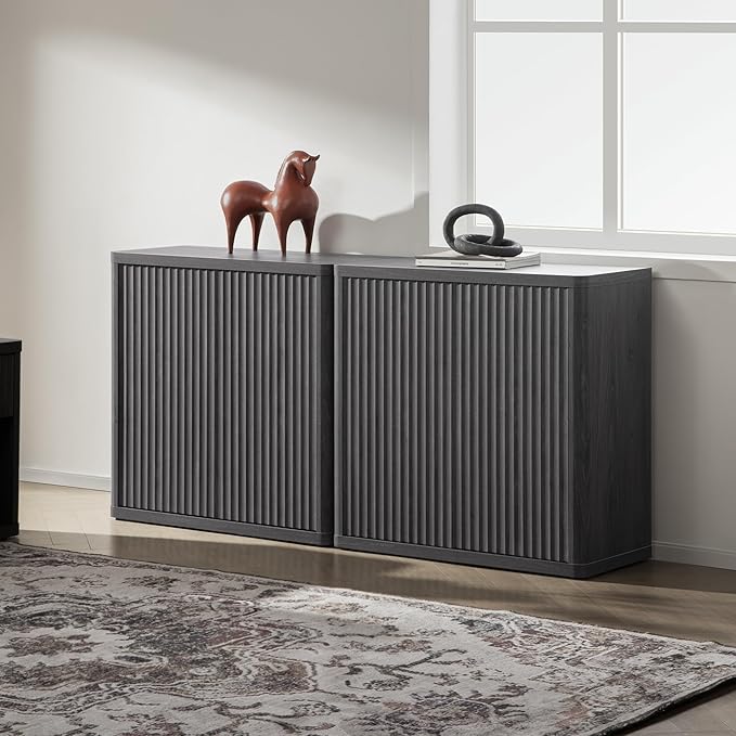 SICOTAS Buffet Cabinet with Storage 69.2" Sideboard Accent Modern Credenza with Doors & Shelves Fluted Tall Media Console Mid Century Coffee Bar Table for Living Room Kitchen Dining Room Hallway
