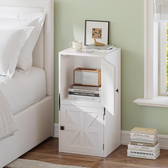 Homkdom 4 Cube Storage Organizer, DIY Bookcase with Doors, Stackable Cube Shelf with Anti-Tip Design, Modular Cubby for Bedroom, Dorm, Office,Living Room, 30" W x 11.81" D x 30" H, White