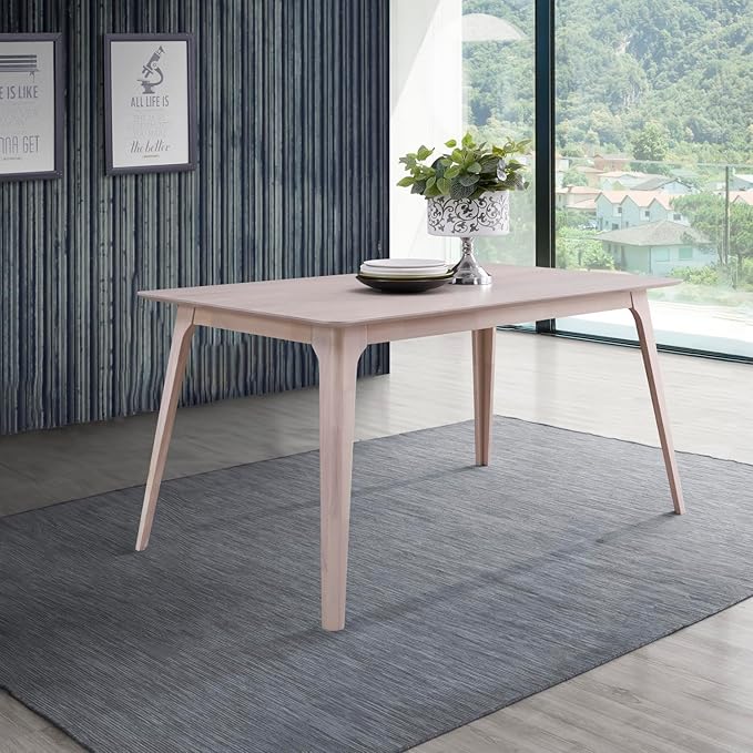 New Classic Furniture Oscar 60" Rectangle Wood Dining Table, White Ash