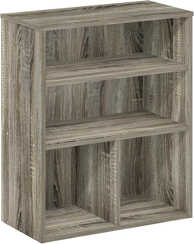 Furinno PASIR Book Shelf, 3-Tier Display Bookshelf with Adjustable Shelf, Cube Storage Bookcase, 11.8 x 23.6 x 28.1, for Living Room, Bedroom, Home Office, French Oak