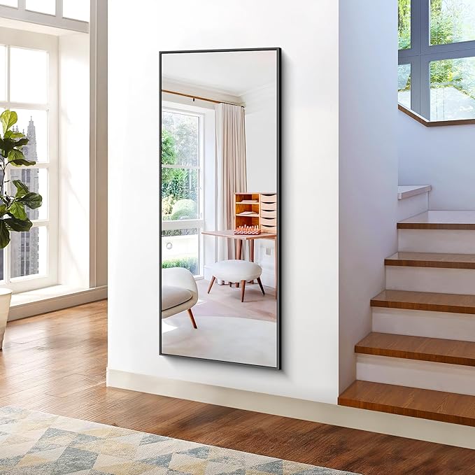 KOCUUY Black Bathroom Mirrors, 60"x24" Large Rectangle Mirrors for Bathroom Sink, Oversized Wall Mirror Black Metal Framed Decor for Living Room, Farmhouse, Entryway, Hang Horizontal/Vertical