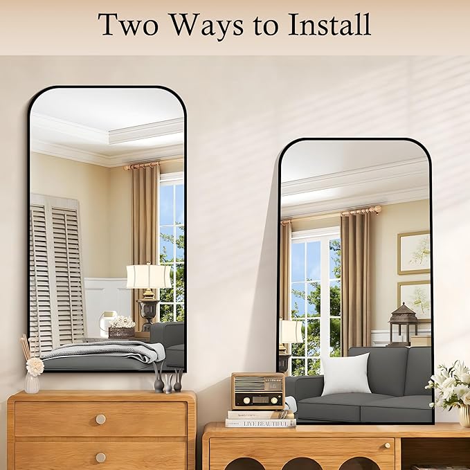 Bathroom Mirror, 20x36 inch Black Rectangle Wall Mounted Mirror with Thin Frame, Bathroom Vanity Mirrors for Over Sink, Entryway, Living Room, Bedroom
