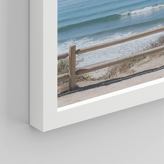 SIGNWIN Framed White Aerial View Blue Ocean Wave Beach Shore Wall Art, Set of 4 Landscape Colorful Wall Decor Prints, Nature Wilderness Wall Décor for Living Room, Bedroom - 8"x10" White