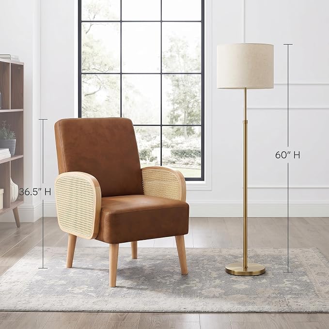 Faux Leather Upholstered Armchair with Solid Wooden Legs