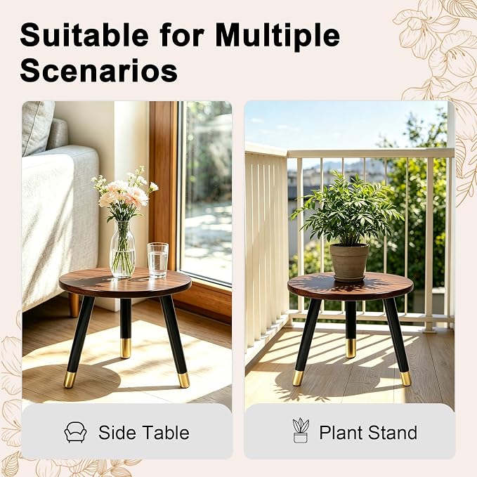 2-Pack Mid Century Plant Stand for Indoor Plants, Modern Metal Flower Pot Holder Stand for Living Room, Decorative Small Round Side Table for Balcony, Patio, Office, 8.9” High, Black