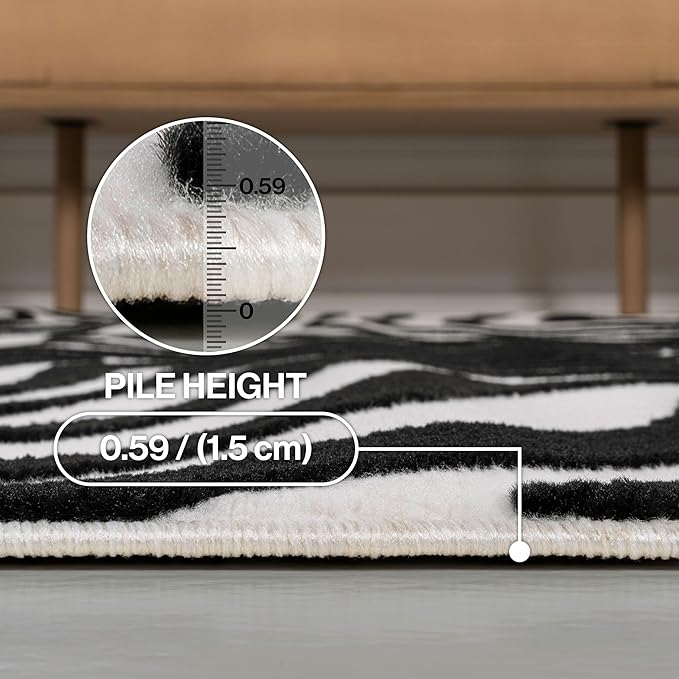 JONATHAN Y Maribo High-Low Abstract Striped Black/White 2x8 Runner Rug Indoor, Non-Shedding, Stain Resistant for Bedroom, Living Room, Kitchen (SCN103F-28)
