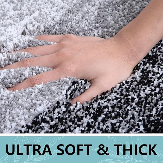 Arotive Microfiber Bathroom Rugs, Shaggy Soft and Absorbent Bath Rug, Non-Slip, Thick Plush Machine Washable Dry Bath Mats for Bathroom, Tub and Shower, 44x24, Black, Rectangular