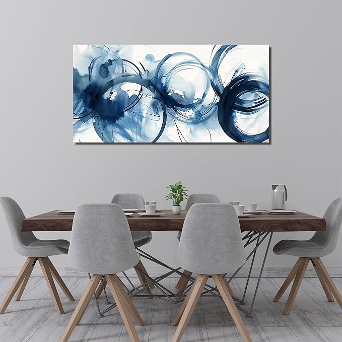 Blue Abstract Prints Wall Art for Office Minimalist Wall Decor for Bedroom Large Painting Wall Art for Living Room Size 29 x 58 Inch
