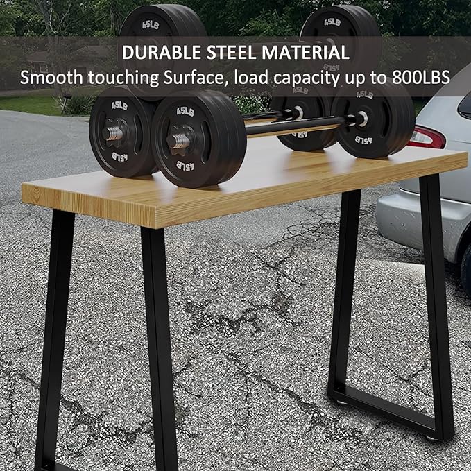 Metal Legs for Table 28 inch Trapezoid Shape Dining Table Legs Heavy Duty Desk Legs Metal Coffee Table Legs, Black, Set of 2