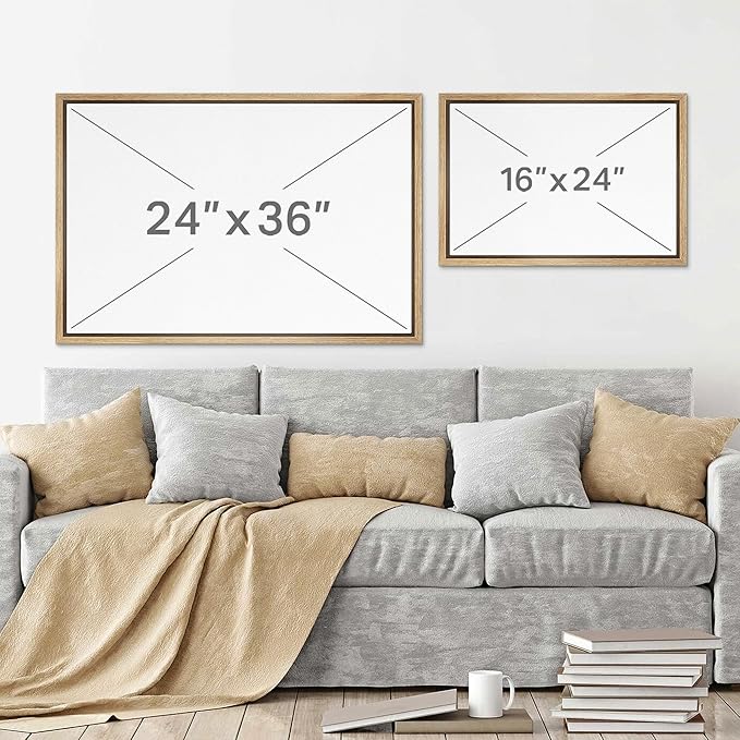 SIGNWIN Framed Canvas Print Wall Art Misty Cliffside Landscape Neutral Sepia Mountain Scene Illustrations Minimalism Decorative Boho Retro for Living Room, Bedroom, Office - 24"x36" Natural