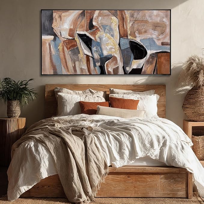 SOUGUAN Graffiti Wall Decor Contemporary Canvas Wall Art Black and Brown Decorative Painting 24"x48" Artwork for Bedroom Kitchen Pictures