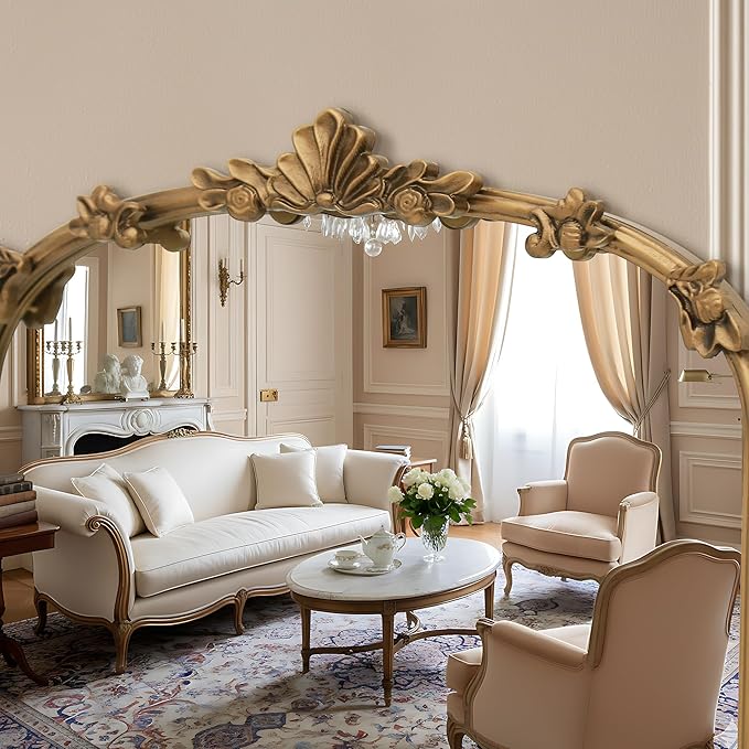 Besdomus Full Length Gold Mirror: 56''x21'' Baroque Antique Floor Mirror - Traditional Ornate Vintage Long Mirrors for Dressing Room/Bedroom/Living Room/Entryway/Hallway/Wall/Home Decor