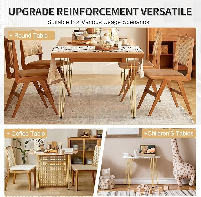 30Inch Hairpin Table Legs Golden Set of 4 Desk Legs,1300lbs Load Capacity,Rodsfor Coffee Table, Night Stand Desk Bench,Desk, Bench Desk Dining End Table Chairs