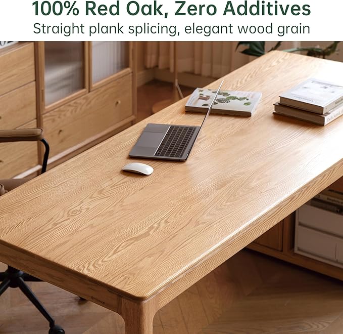 YESWOOD Rectangular Solid Wood Home Office Desk, Modern Dining Table, Writing Computer Desk for Sturdy, Dining Room, Living Room, Office Natural Wood Color 47.24" W