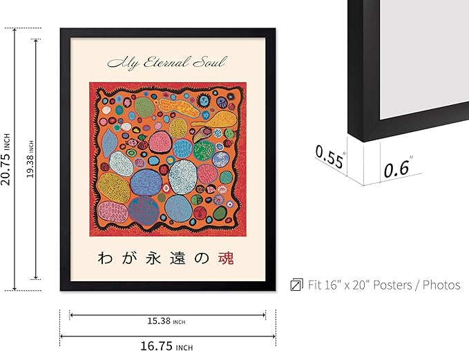 Poster Master Vintage Poster - Retro Pop Art Print - Gift for Artist, Friend - My Eternal Soul, Dot, Colorful, Modern, Abstract - Wall Decor for Home, Office, 16x20 Black Framed