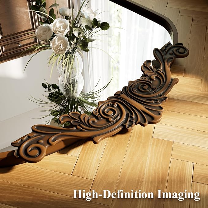 HARRITPURE Vintage Full Length Mirror - 64"x21" Arched Large Floor Standing Mirrors, Baroque Carved Aluminum Frame for Bedroom, Living Room, Entryway,Bronze