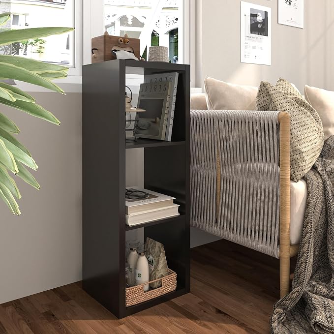 Endearing Limons【2026 Wooden Thick Border 3 Cube Shelf Storage Organizer with Anti-Tipping Kits + Reversible Open Back Bookcase (11 x 11 Unit Cell Chocolate)