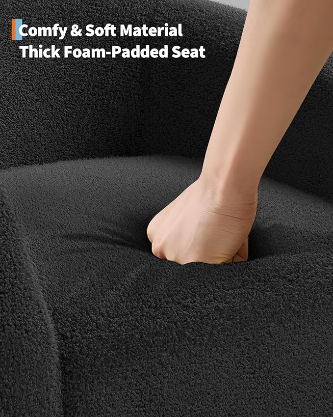 GarveeHome Accent Chair Barrel Boucle Chair Set of 2 Club Chair Sherpa Armchair Suitable for Living Room Bedroom Reception Room Office(Dark Gray)