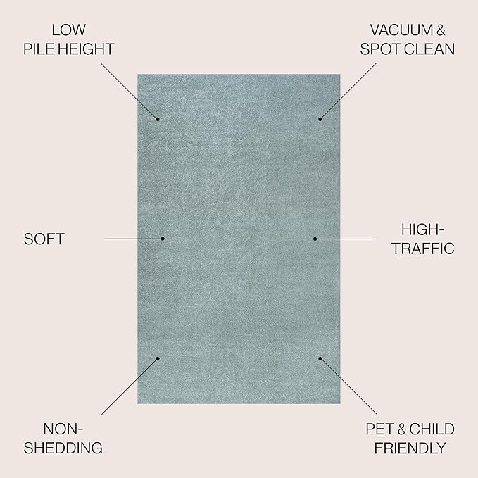 JONATHAN Y Haze Solid Low-Pile Aqua Blue Indoor Area Rug 12x15, Coastal,Bohemian,Minimalist,Classic, Easy-Cleaning for Living Room,Bedroom,Kitchen,Pet Friendly,Non-Shedding (SEU100S-15)
