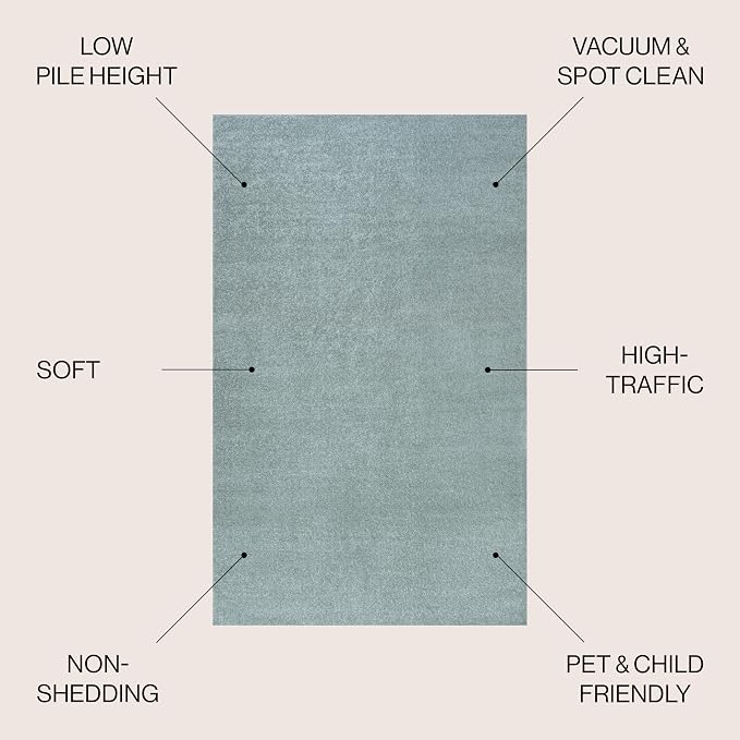 JONATHAN Y Haze Solid Low-Pile Aqua Blue 5x5 Square Indoor Area Rug, Coastal,Bohemian,Minimalist,Classic, Easy-Cleaning for Living Room,Bedroom,Kitchen,Pet Friendly,Non-Shedding (SEU100S-5SQ)