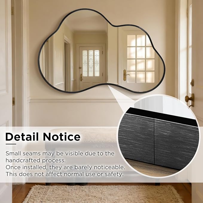 Irregular Wall Mirror with Metal Frame for Living Room, Hallway, Entryway, Bathroom and Dining Room