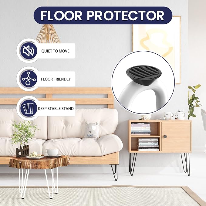 SMARTSTANDARD 12 Inch Heavy Duty Hairpin Furniture Legs, Metal Home DIY Projects for TV Stand, Sofa, Cabinet, etc with Rubber Floor Protectors White 4PCS