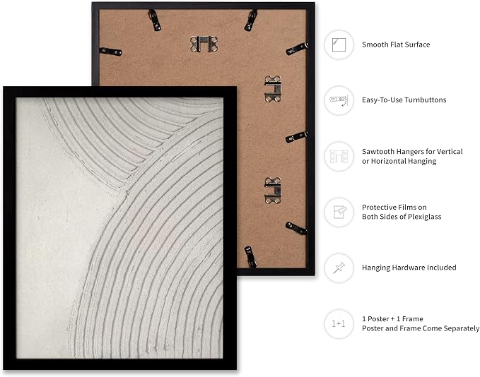 Poster Master Soft Lines Poster - Spiral Circle Print - Texture Art - Abstract Art - Mid Century Modern Art - Aesthetic Art - Acrylic Waves Art - Rustic Bedroom Wall Decor - 16x20 Black Framed