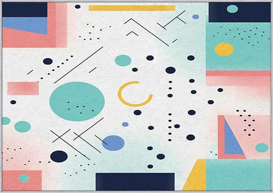 50s Rugs for Living Room 5x7, Mid Century Retro Geometric Abstract Modern Colorful Pattern Design Area Rug, 50s Bedroom Decor Carpet, Non Slip, Washable (RG684)