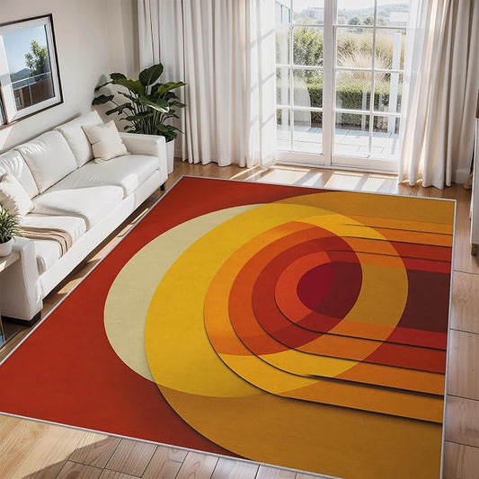 Mid Century Modern Rugs for Entryway, 2x3 ft, Abstract Circle Area Rugs for Bedroom Kitchen Entrance, Soft Non Slip Washable Retro 70s Geometric Indoor Door Mat Home Decorations Dt-Ghf-69