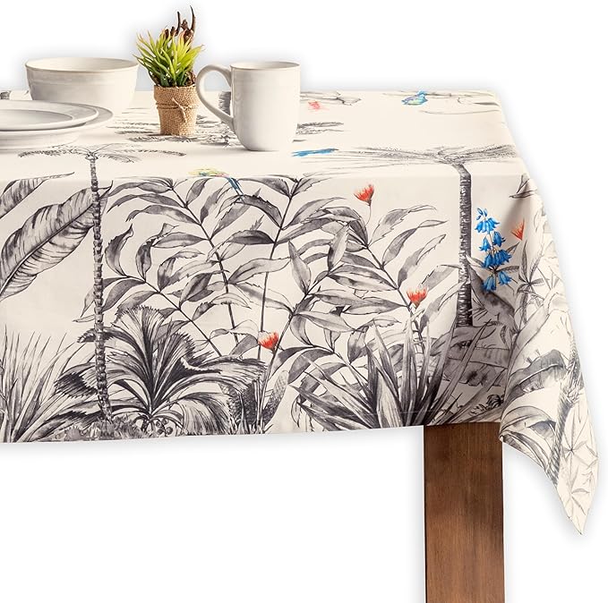 Maison d' Hermine Table Cloth Rectangle Table 100% Cotton 70 x 120 Inches Fall Tablecloth Reusable Everyday Use for Thanksgiving Christmas Decorations Dining Farmhouse Party (Amazonia)