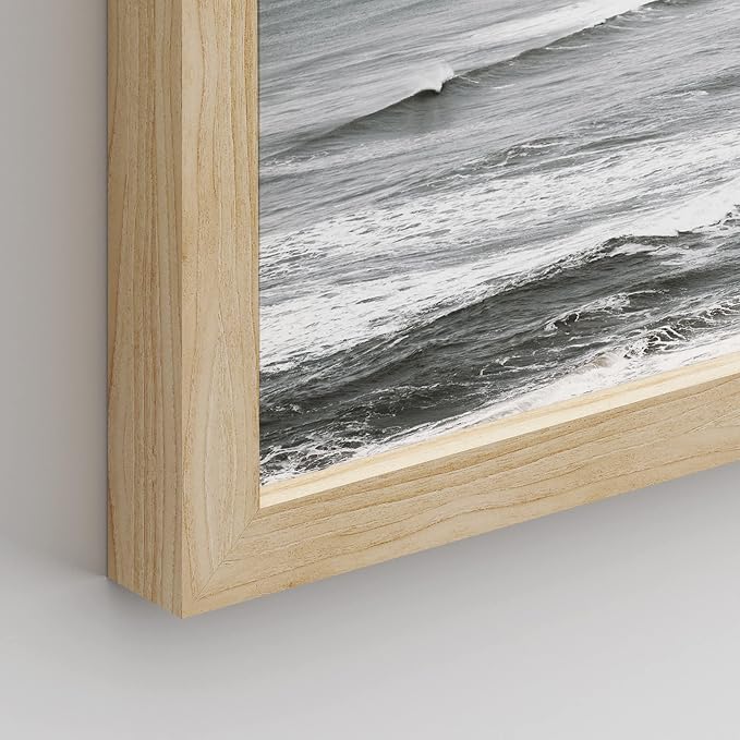 SIGNWIN Framed White Minimal Ocean Beach Seashore Coastals Wall Art, Set of 4 Landscape Colorful Wall Decor Prints, Nature Wilderness Wall Décor for Living Room, Bedroom - 12"x16" Natural
