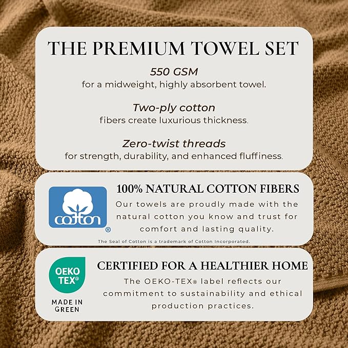 Great Bay Home 100% Cotton Oversized 2 Pack 68x35 Extra Large Towel Set - Absorbent, Quick-Drying, Durable Oversized Bath Sheets for Bathroom Décor (Mocha)