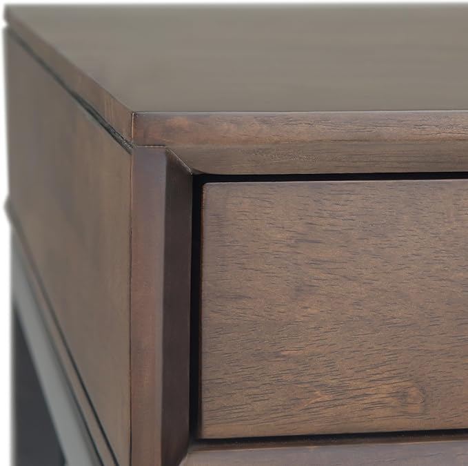 SIMPLIHOME Banting Desk - 72 Inch Wide Solid Wood and Metal Writing Desk in Walnut Brown, Modern Industrial Home Office Computer Table for Study with 2 Drawers and Flip-Down Keyboard Tray