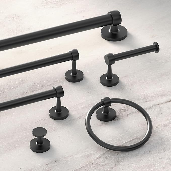 Gatco Bath Towel Hook | Retro–Modern Wall Hook for Robes, Towels, and Clothes | Gibson 5215MX, Matte Black