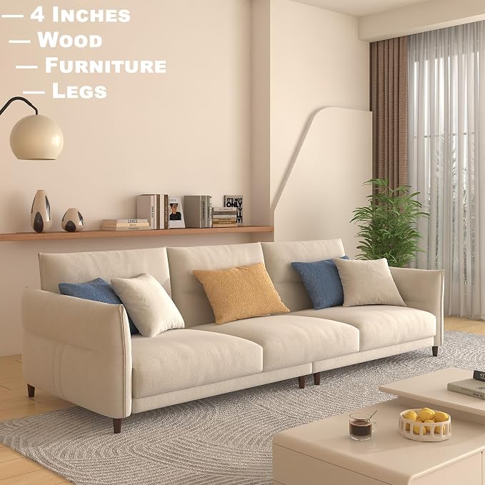 4 Inch Wood Furniture Legs Set of 4 - Solid Wood Replacement Furniture Feet for Tables, Sofas & Chairs - 4 Inch Wooden Table Legs & Cabinet Supports - Walnut Finish,Rubberwood