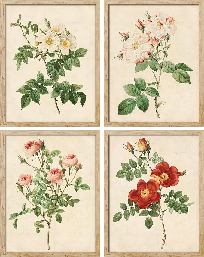 SIGNWIN Poster Bathroom Decor, Wall Art Room Decor Multicolor for Living Room, Bedroom, Office Vintage Colorful Wildflower Variety Nature Wilderness Plant Art Floral Botanical - 12"x16"x4