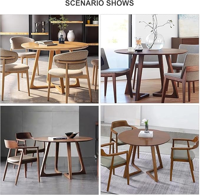 Mid Century Modern Dining Table Round Solid Wood Kitchen Dining Room Tables Rustic Pedestal Table Small Leisure Coffee Table for 2,4 People for Living Room(Walnut Color,60 * 60cm)