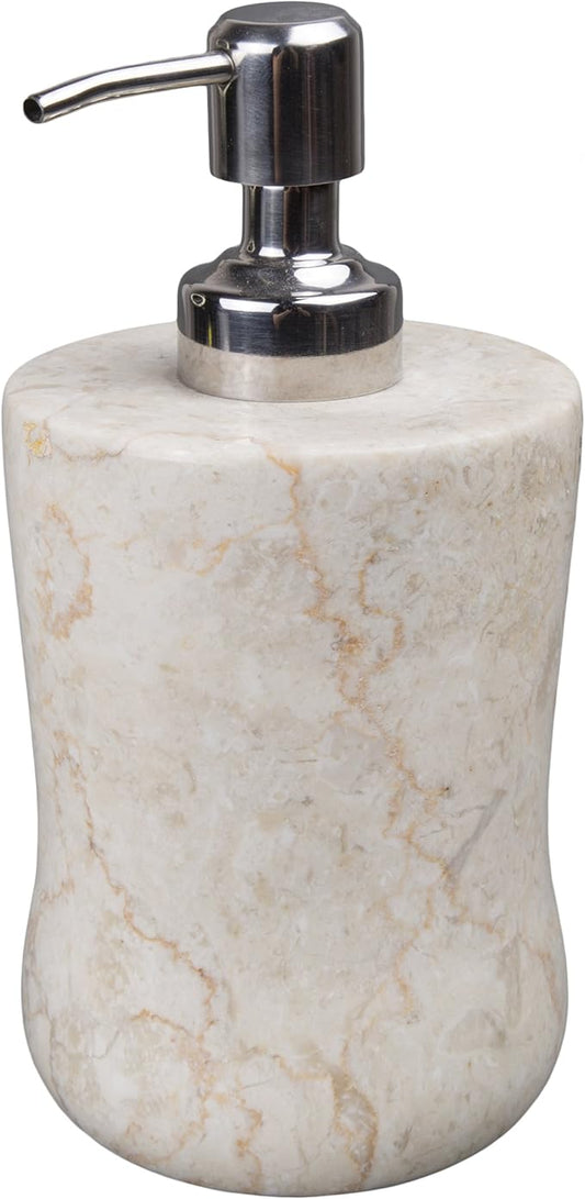 Creative Home Natural Marble Soap Dispenser with Stainless Steel Pump, Beige