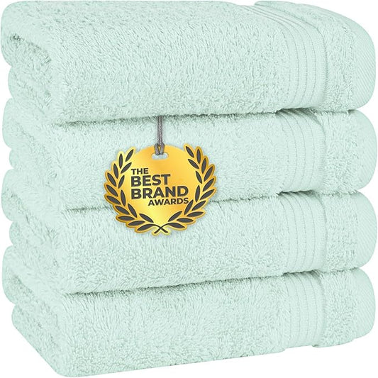 Cotton Paradise 100% Cotton Turkish Towel Set, Soft Absorbent Quick Dry, 4 Piece Hand Towel Set, Mint Green
