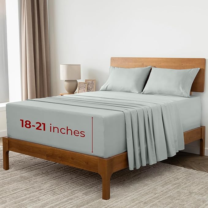 Mellanni Extra Deep King Sheets - 4 PC Iconic Collection Bedding - Hotel Luxury, Ultra Soft, Cooling Bed Sheets - Wrinkle, Fade, Stain Resistant (King, Spa Mint)