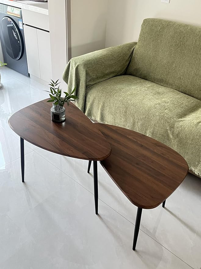 Oval Coffee Tables Nesting Tables for Living Room Side Tables End Table Wooden Small Table Pottery Triangle Walnut Barn Mid-Century Modern