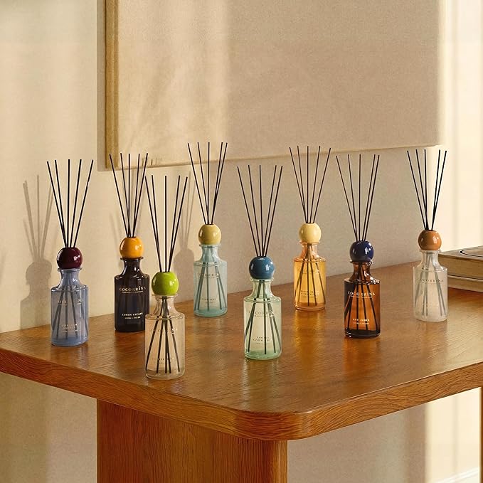 COCORRÍNA Vanilla Sandalwood Reed Diffuser 8.5 oz, Home Fragrance Oil Diffuser with 6 Reed Sticks, Long-Lasting Scent for Bathroom, Bedroom & Home Décor