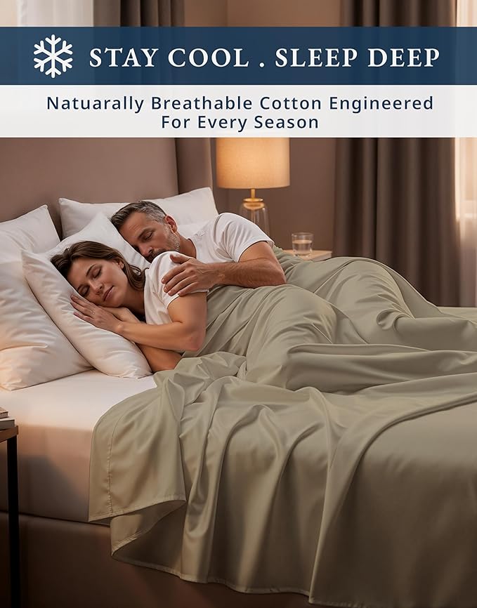 LANE LINEN 100% Egyptian Cotton Bed Sheets Twin Size, 15 inch Extra Deep Pocket Twin Sheets, Naturally Temperature Regulating Cooling NO Pill Fade Resistant Cotton Sheets Twin - Linen
