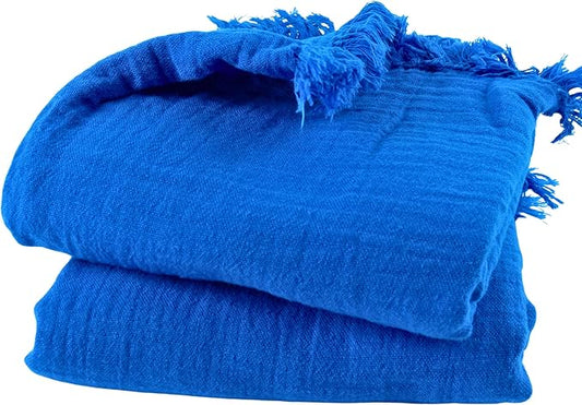 PÜSKÜL - Premium 2-Piece Oversized Muslin Bath Towel for Adult 35x70 Extra Large Bath Sheets | Natural 100% Turkish Cotton Soft Absorbent Quick-Dry Light Spa & Beach Towels (Pack of 2, Royal Blue)