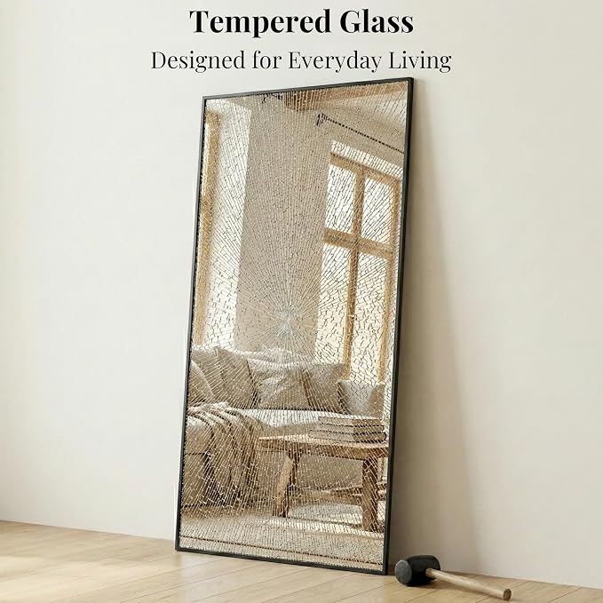55"x30" Black Landscape Bathroom Mirror for Double Vanity, Shatterproof Tempered Glass, Narrow Metal Frame, Ultra-Flush Wall-Mounted