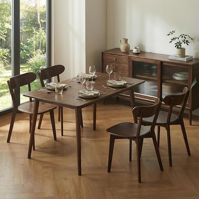 100% Solid Wood Dining Room Chairs - Practical Kitchen Chairs - Wood Chair for Dining Room, Kitchen (1, Walnut)
